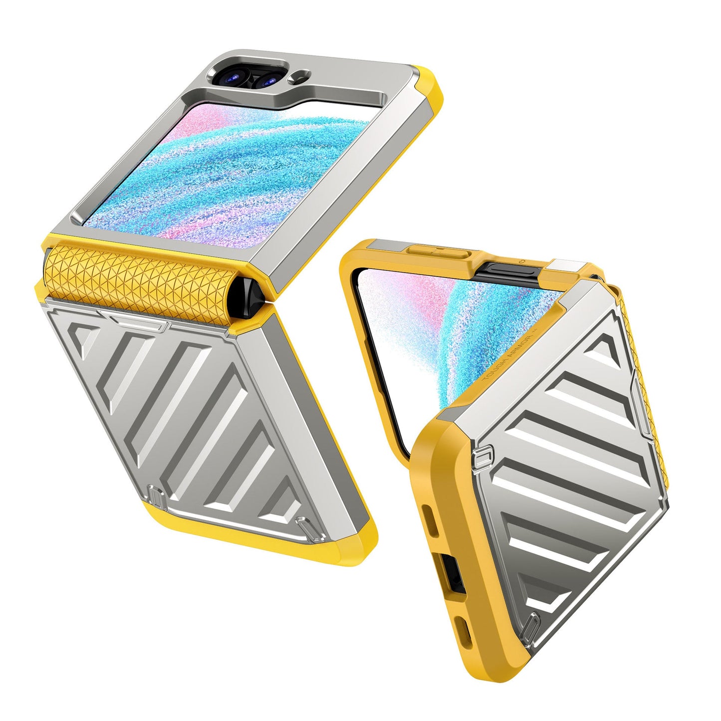 Fashion Armor Hinge integrated Plating Anti-fall Protective Phone Case For Samsung Galaxy Z Flip5 Flip4 Flip3