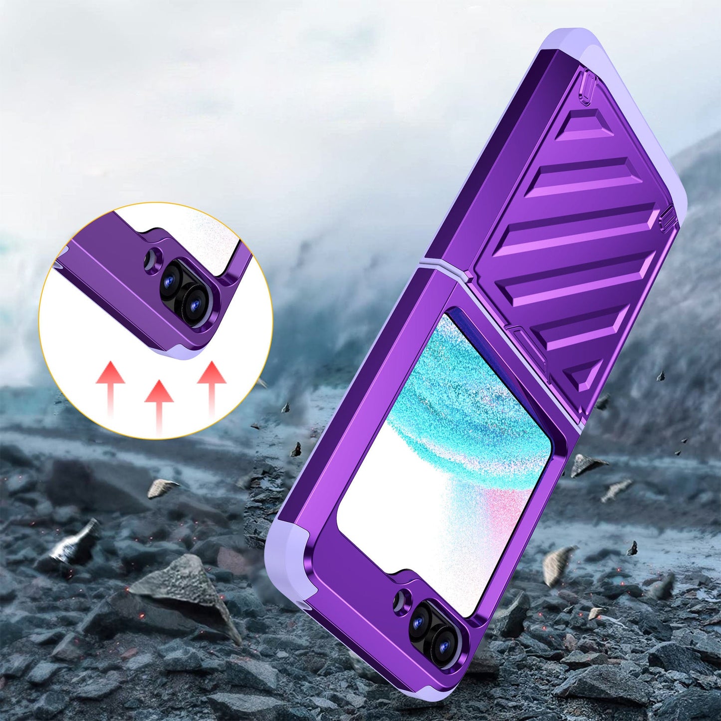 Fashion Armor Hinge integrated Plating Anti-fall Protective Phone Case For Samsung Galaxy Z Flip5 Flip4 Flip3