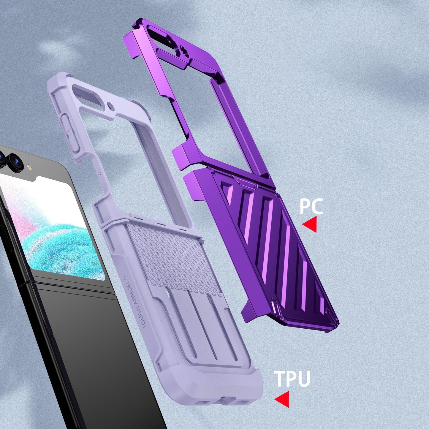 Fashion Armor Hinge integrated Plating Anti-fall Protective Phone Case For Samsung Galaxy Z Flip5 Flip4 Flip3