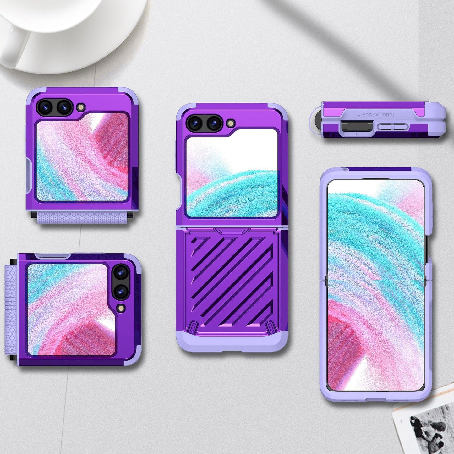 Fashion Armor Hinge integrated Plating Anti-fall Protective Phone Case For Samsung Galaxy Z Flip5 Flip4 Flip3