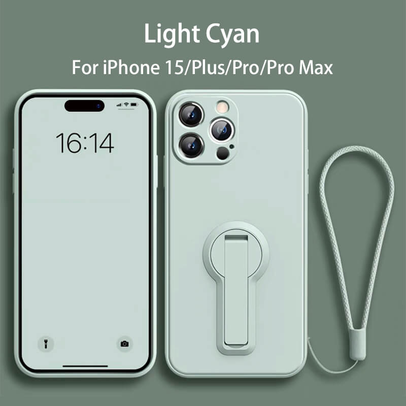 Folding Bracket Liquid Silicone Phone Case For iPhone