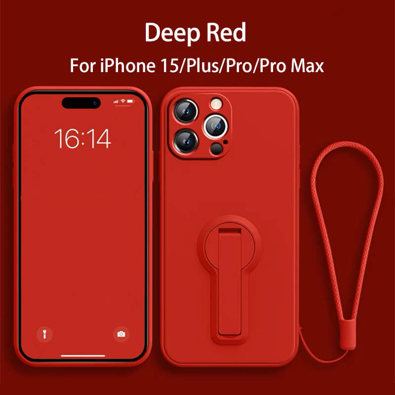 Folding Bracket Liquid Silicone Phone Case For iPhone