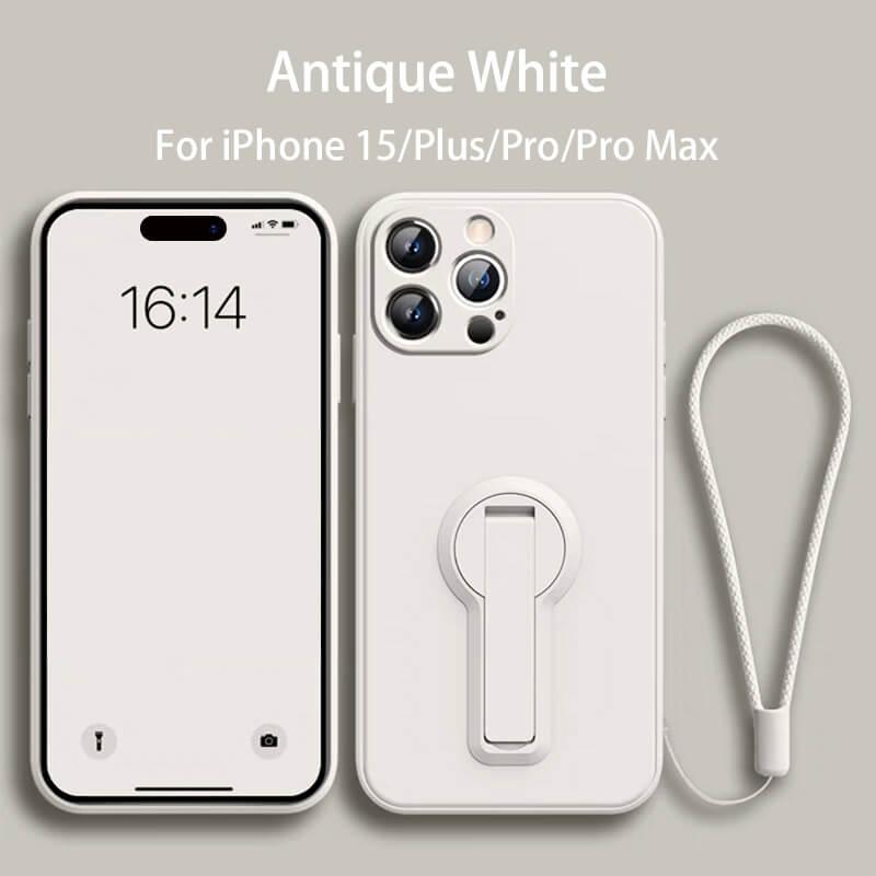 Folding Bracket Liquid Silicone Phone Case For iPhone