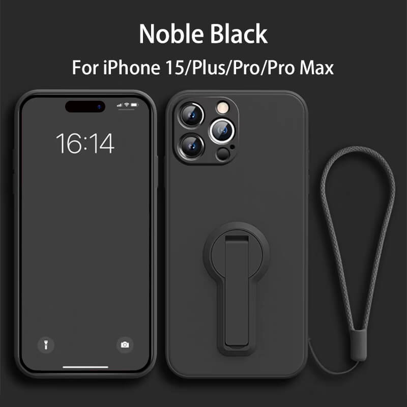 Folding Bracket Liquid Silicone Phone Case For iPhone
