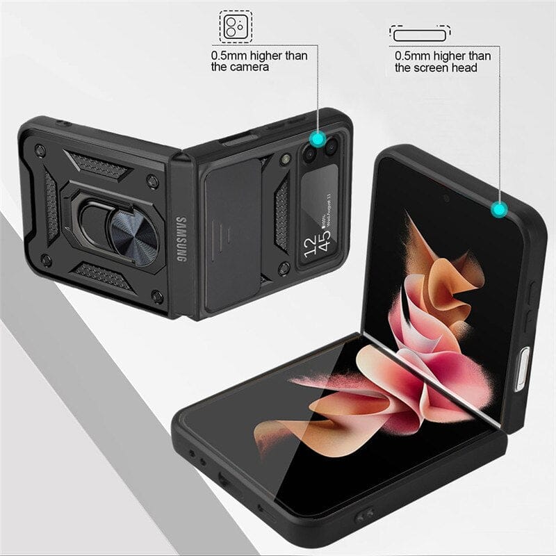 Drop Tested Cover with Magnetic Kickstand Car Mount Protective Case for Samsung Galaxy Z Flip3 Flip4 5G