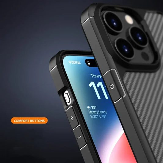 Shockproof Matte Carbon Fiber Texture Case for iPhone