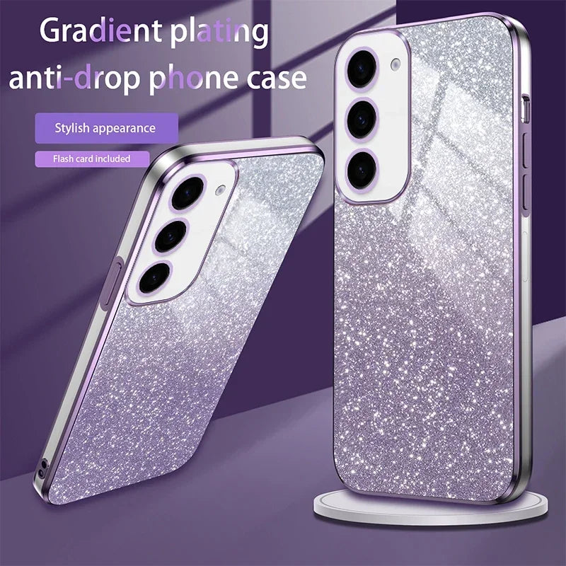 Silicone Glitter Plating Magnetic Case For Samsung A Series