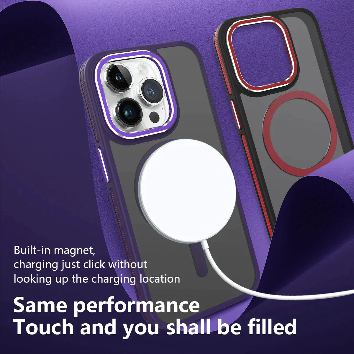 Wireless Charging Mixed Color Bumper Shockproof Frosted Case for iPhone 15 14 13 12 Series