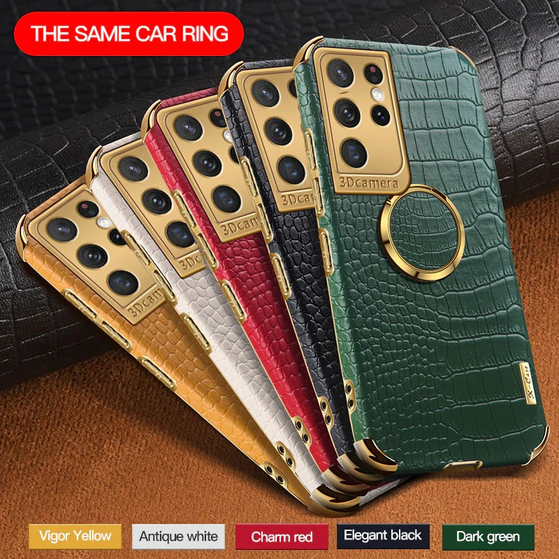 Colapachic Leather Magnetic Car Holder Phone Case For Samsung Galaxy S24 Series