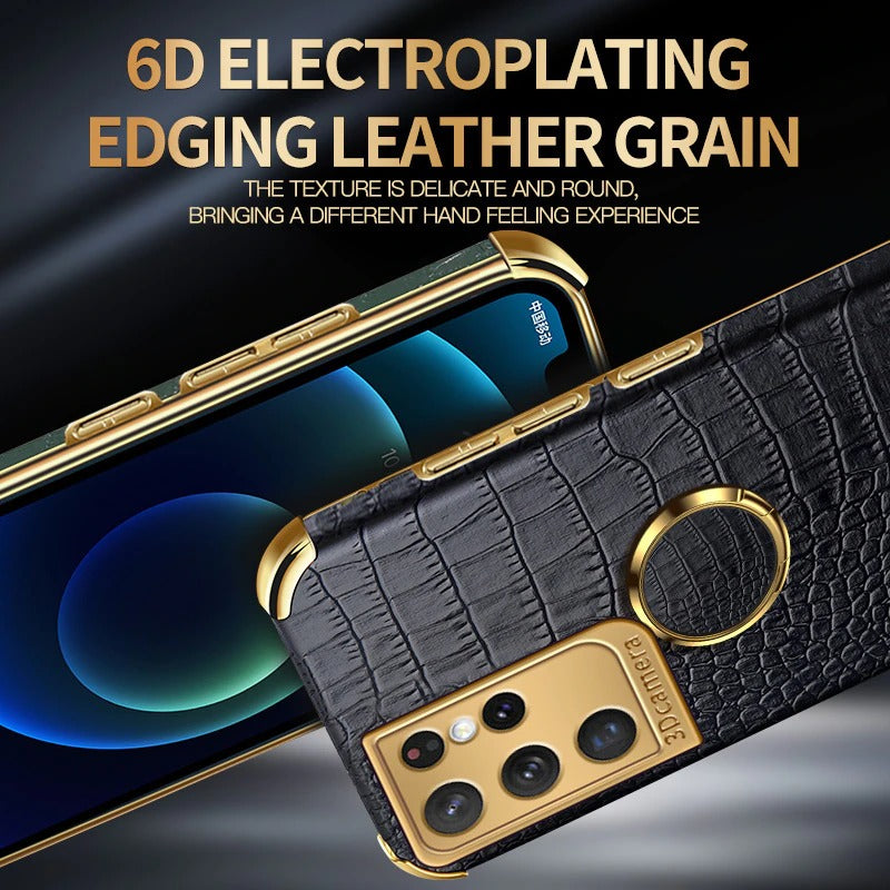 Colapachic Leather Magnetic Car Holder Phone Case For Samsung Galaxy S24 Series