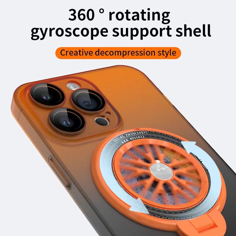 New skin-feel gradient gyroscope holder mobile phone case