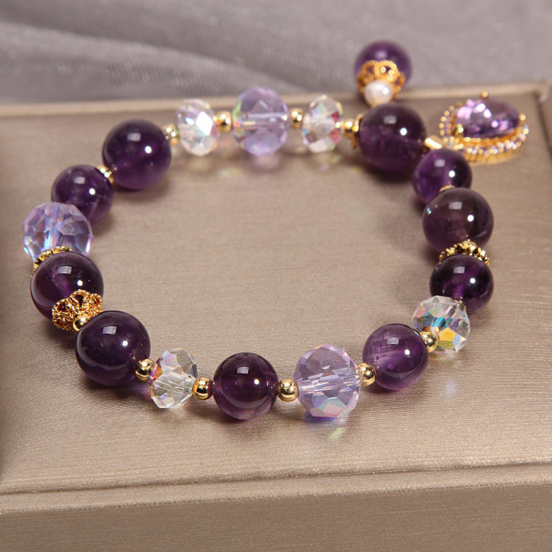 Natural Amethyst & Water Drop Pendant Bracelet
