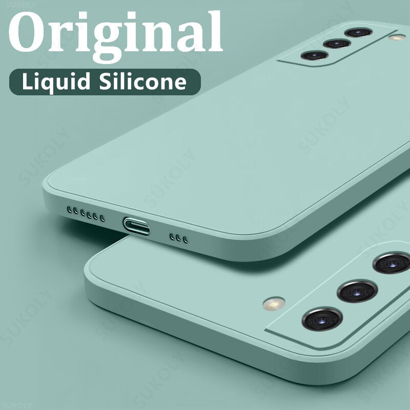 Square Liquid Silicone Phone Case For Samsung