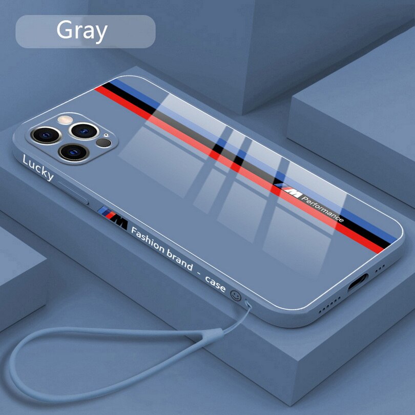 Hard Tempered Glass Square Case for iPhone