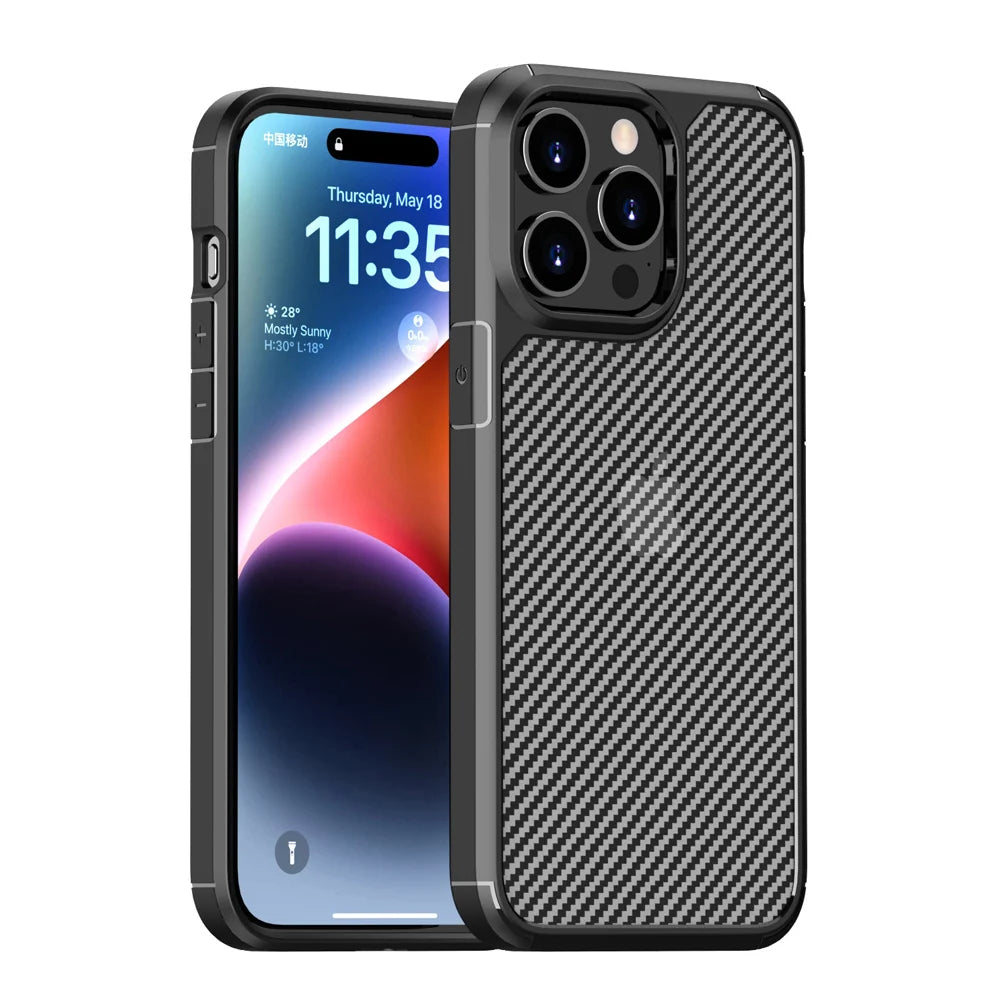 Shockproof Matte Carbon Fiber Texture Case for iPhone