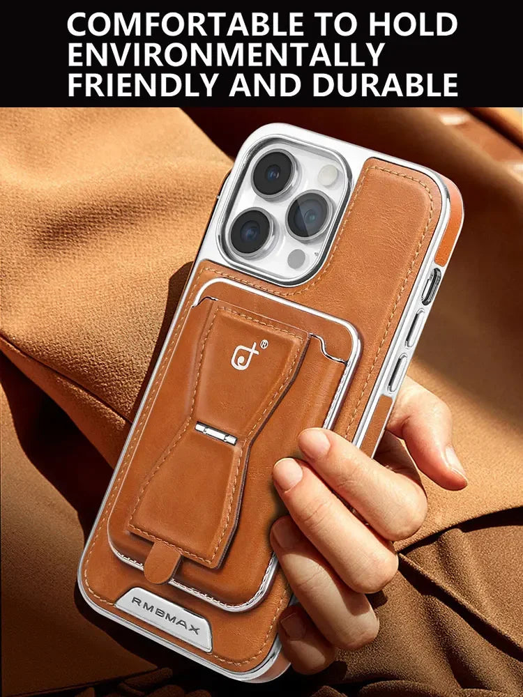 Luxury leather iPhone case with removable magnetic tape