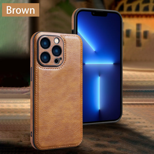Solid Color Leather Phone Case