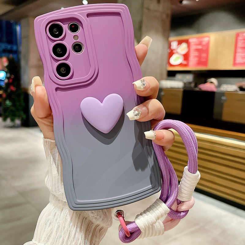 Luxurious Gradient Love Lanyard Phone Case For Samsung A Series