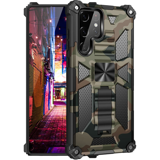 Camouflage Luxury Armor Shockproof Case With Kickstand For Samsung Galaxy S24 Series