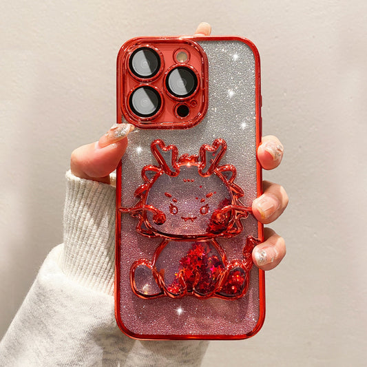New Year Flow Salon Gradient Glitter Lens Protector iPhone Case