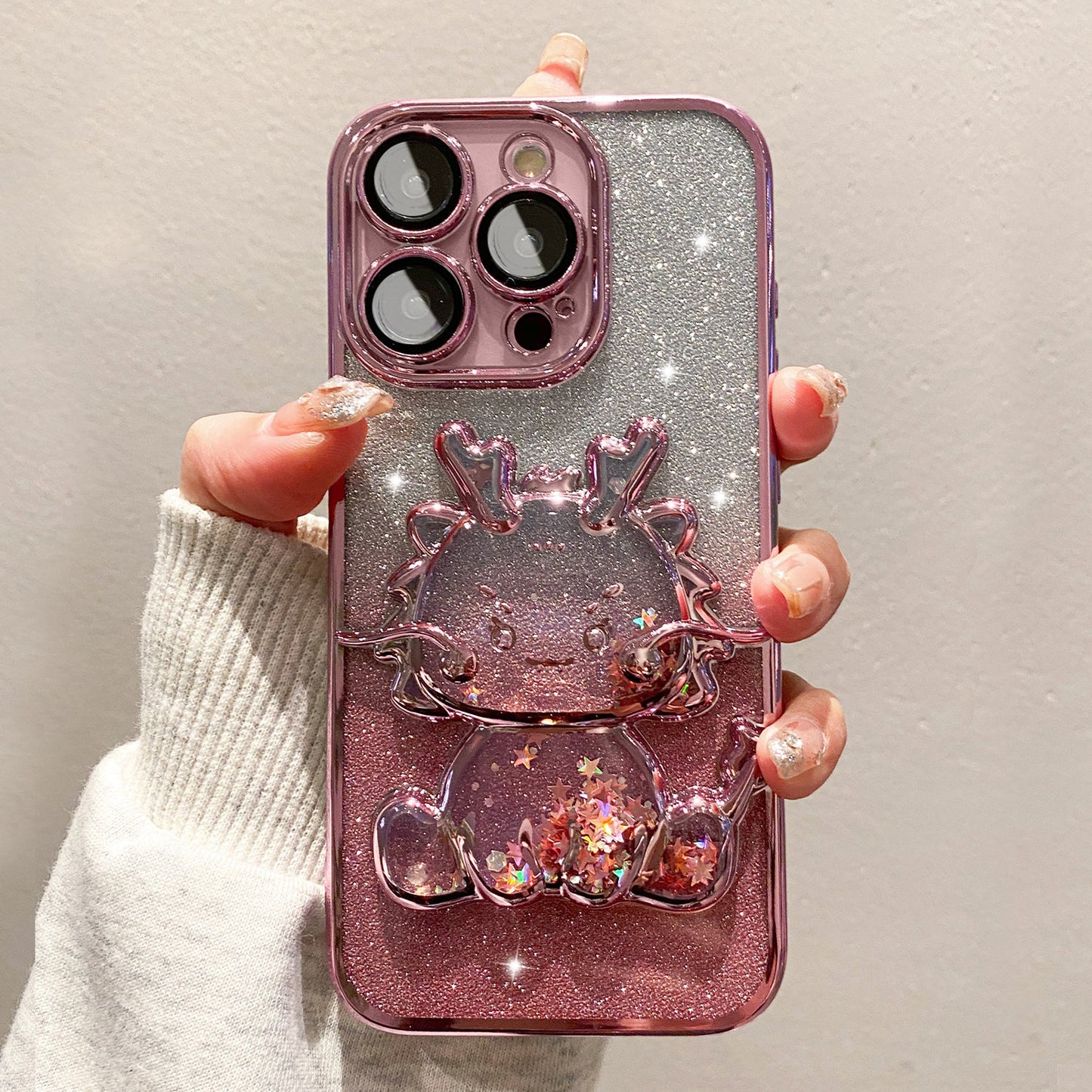 New Year Flow Salon Gradient Glitter Lens Protector iPhone Case