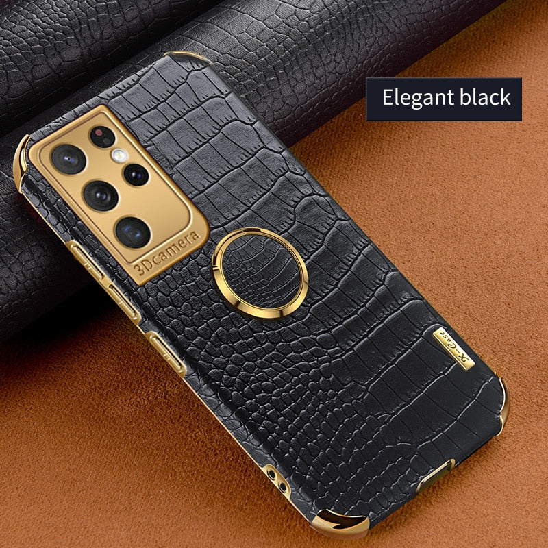 Colapachic Leather Magnetic Car Holder Phone Case For Samsung Galaxy S24 Series