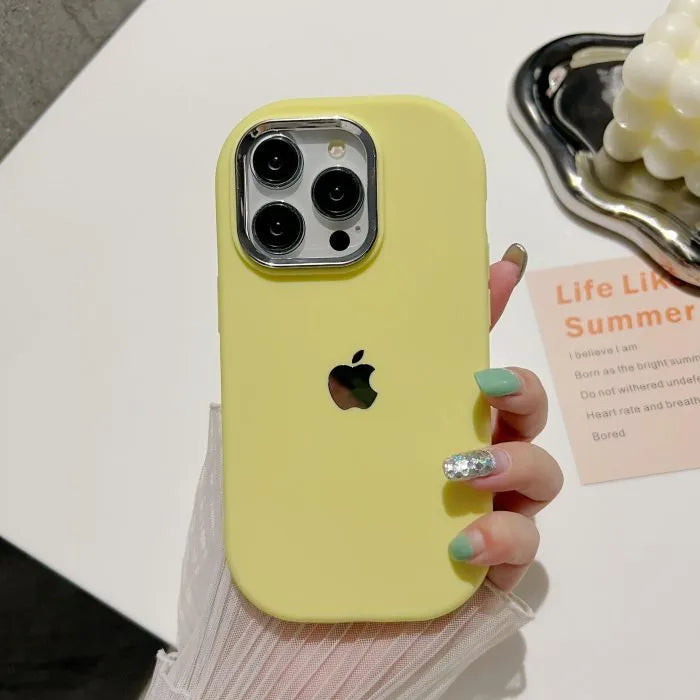 Powerfully Protected Silicone Electroplated Lens Frame Case For IPhone