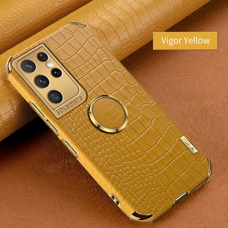 Colapachic Leather Magnetic Car Holder Phone Case For Samsung Galaxy S24 Series