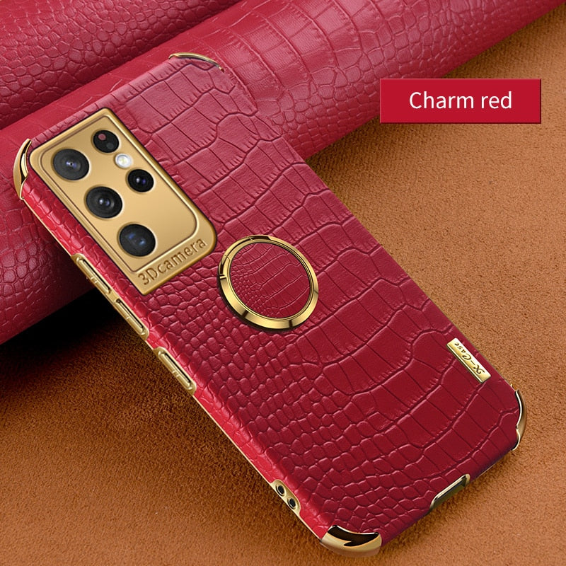 Colapachic Leather Magnetic Car Holder Phone Case For Samsung Galaxy S24 Series