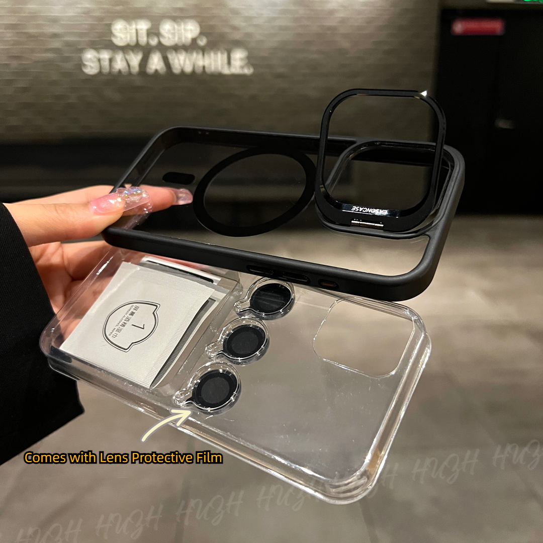 Transparent Lens Holder Magnetic iPhone Case with Lens Film