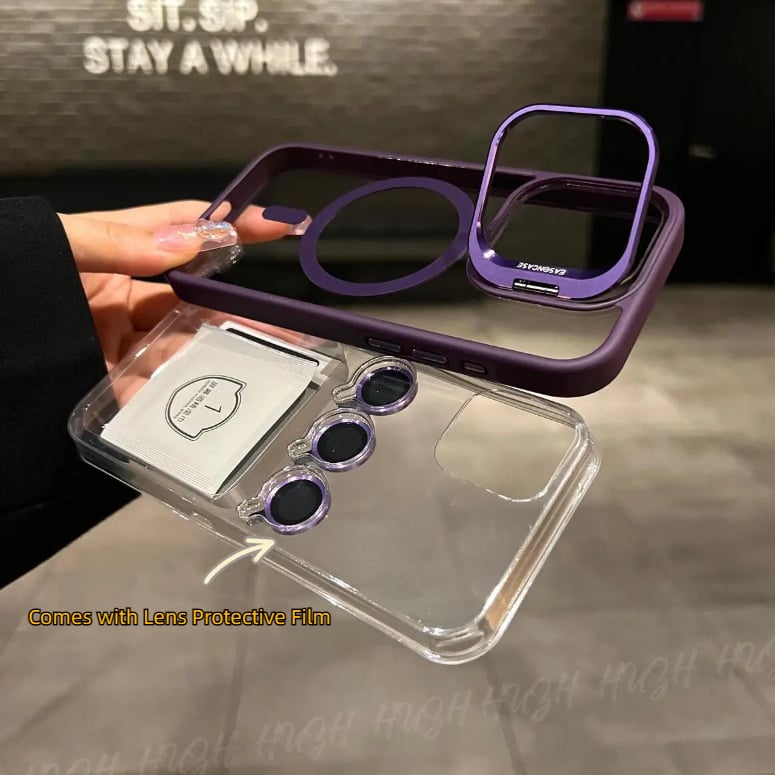 Transparent Lens Holder Magnetic iPhone Case with Lens Film