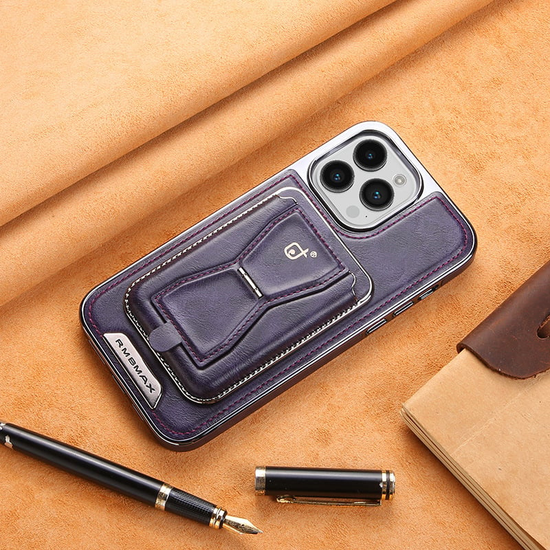 Luxury leather iPhone case with removable magnetic tape