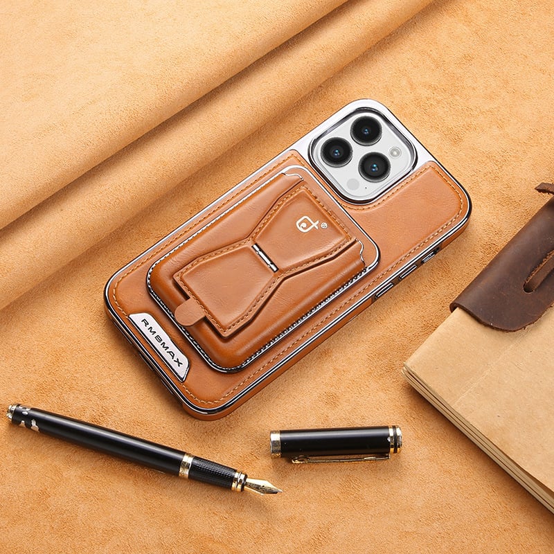 Luxury leather iPhone case with removable magnetic tape