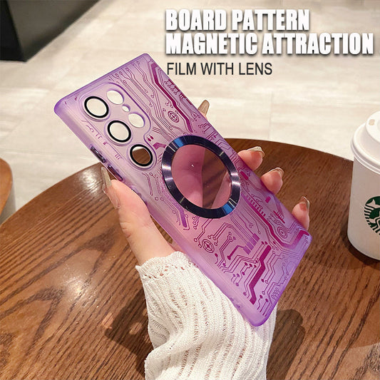 Transparent Circuit Board Pattern  Magnetic Phone Case