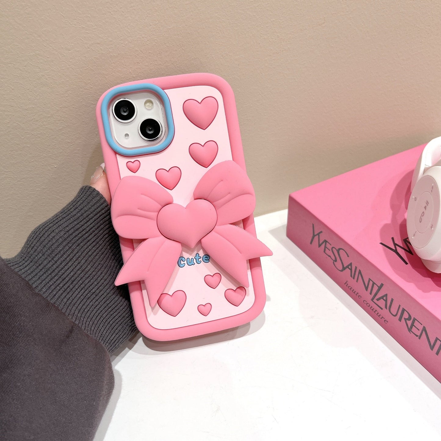 3D Love Heart Butterfly Bracket Case For iPhone