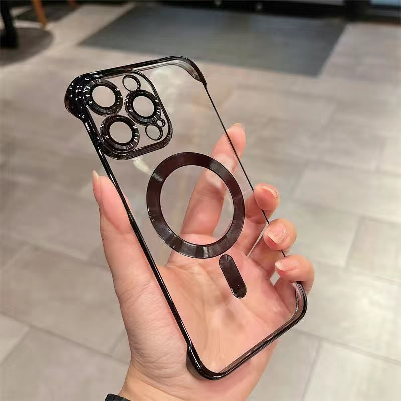 Transparent case without bezel for iphone with magnetic suction cup