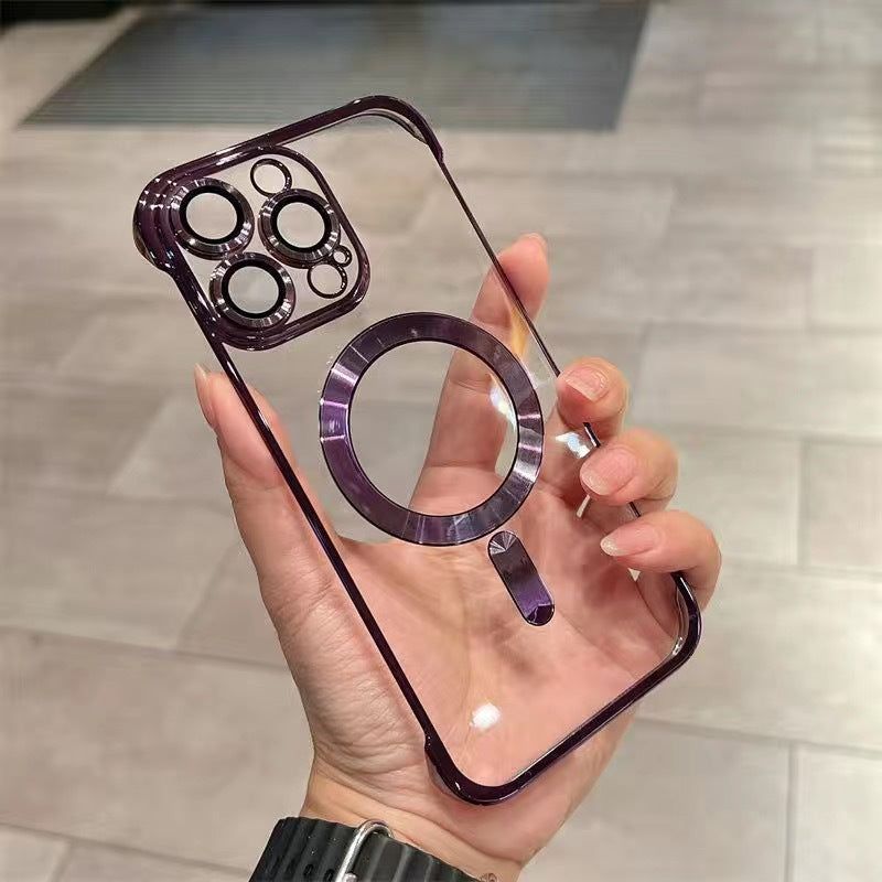 Transparent case without bezel for iphone with magnetic suction cup