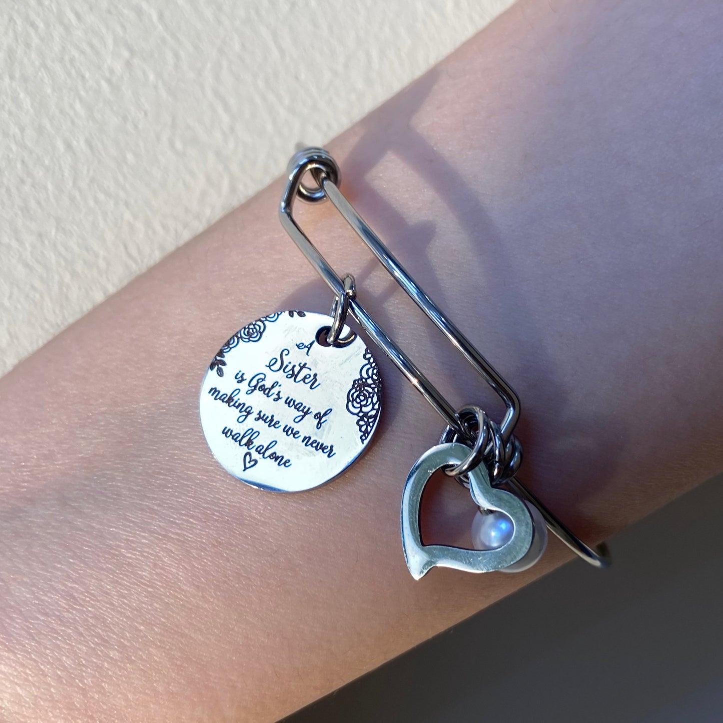 Hot Sale -A Sister Is God's Way Of Making Sure We Never Walk Alone Bangle