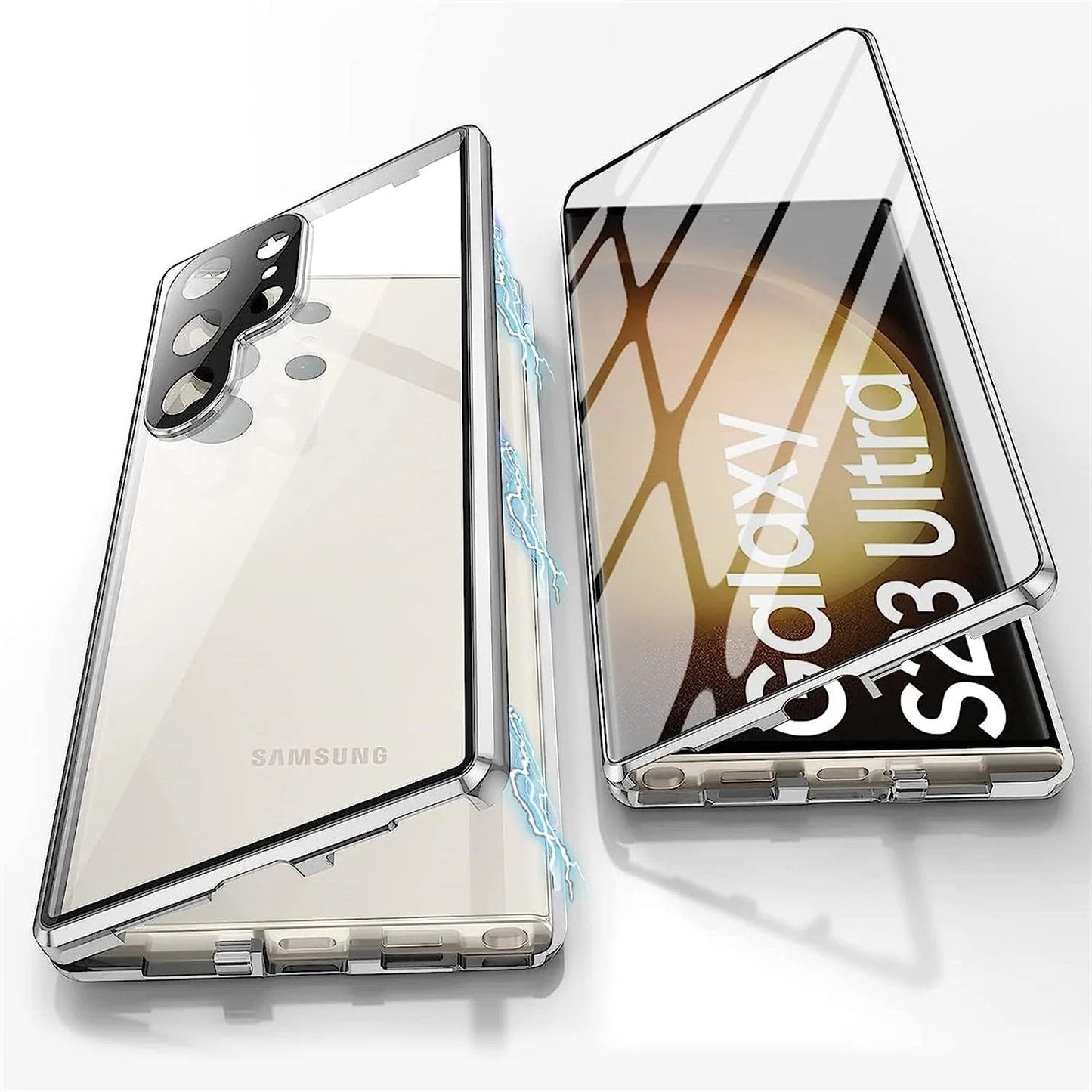 Magnetic Metal Aluminum Alloy 360° Full Surround Screen Glass Case for Samsung