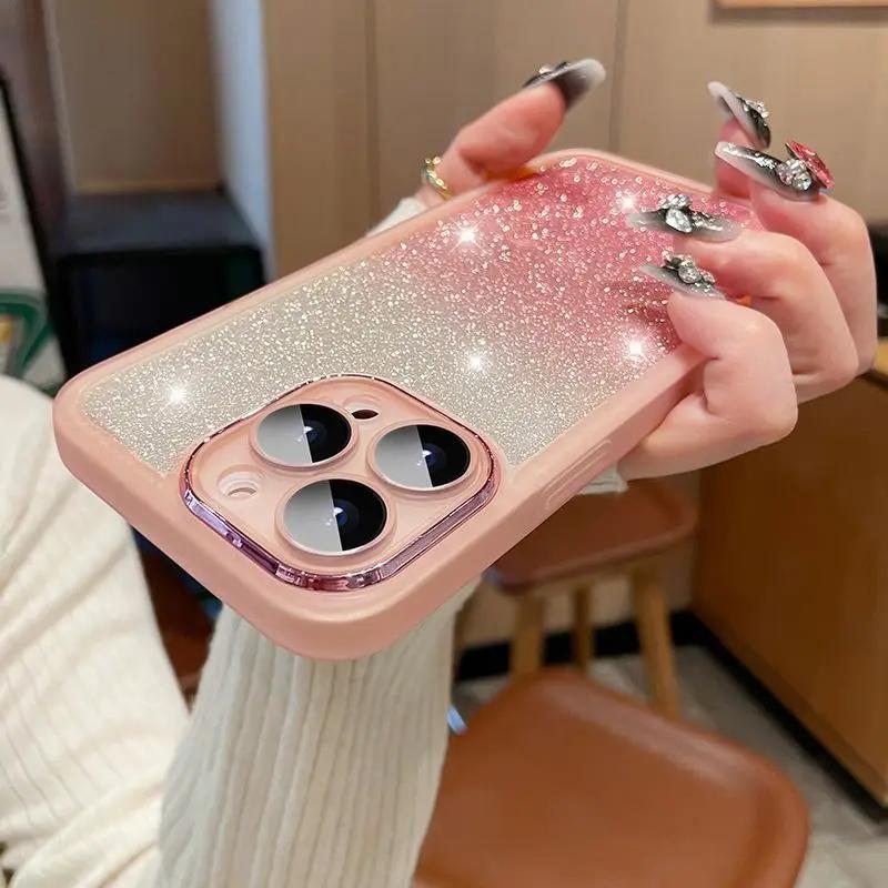 Transparent Glitter Bling Paper Phone Case For iPhone