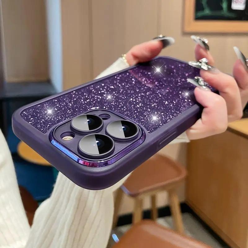 Transparent Glitter Bling Paper Phone Case For iPhone