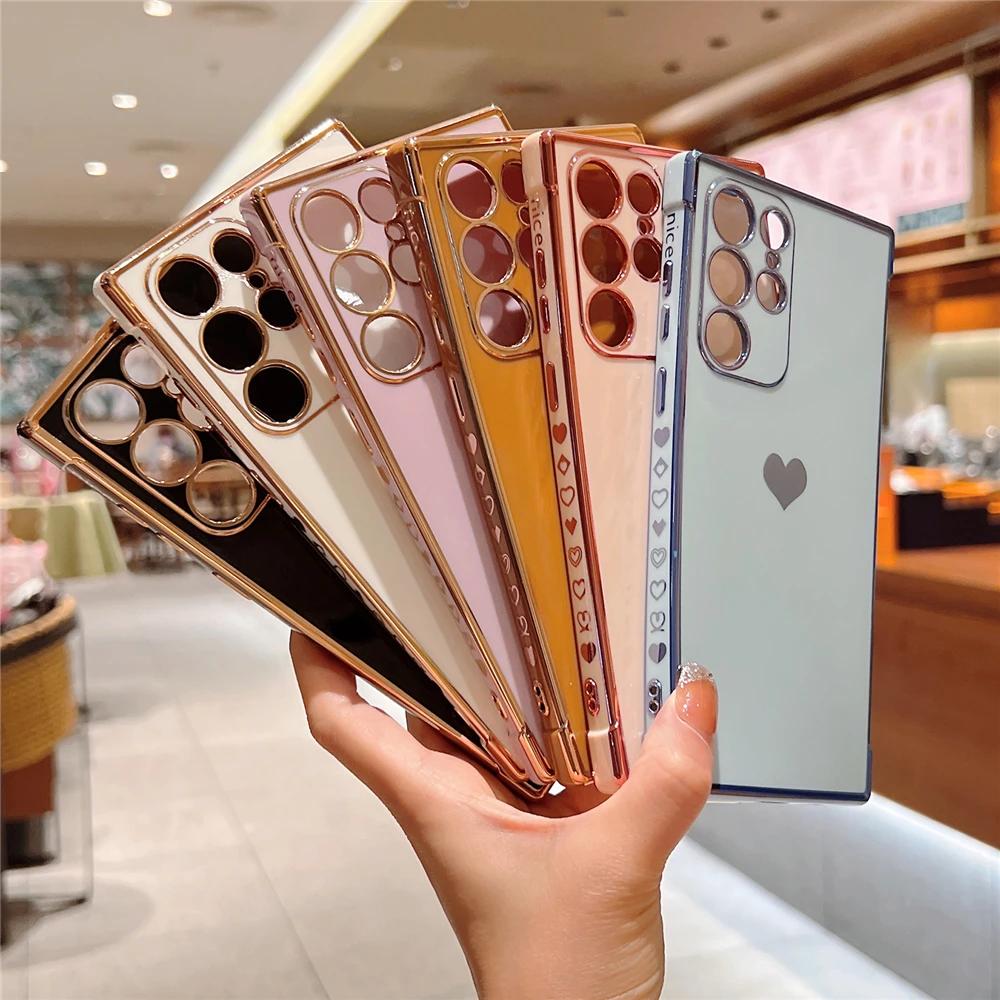 Electroplated Love Heart Phone Case For Samsung