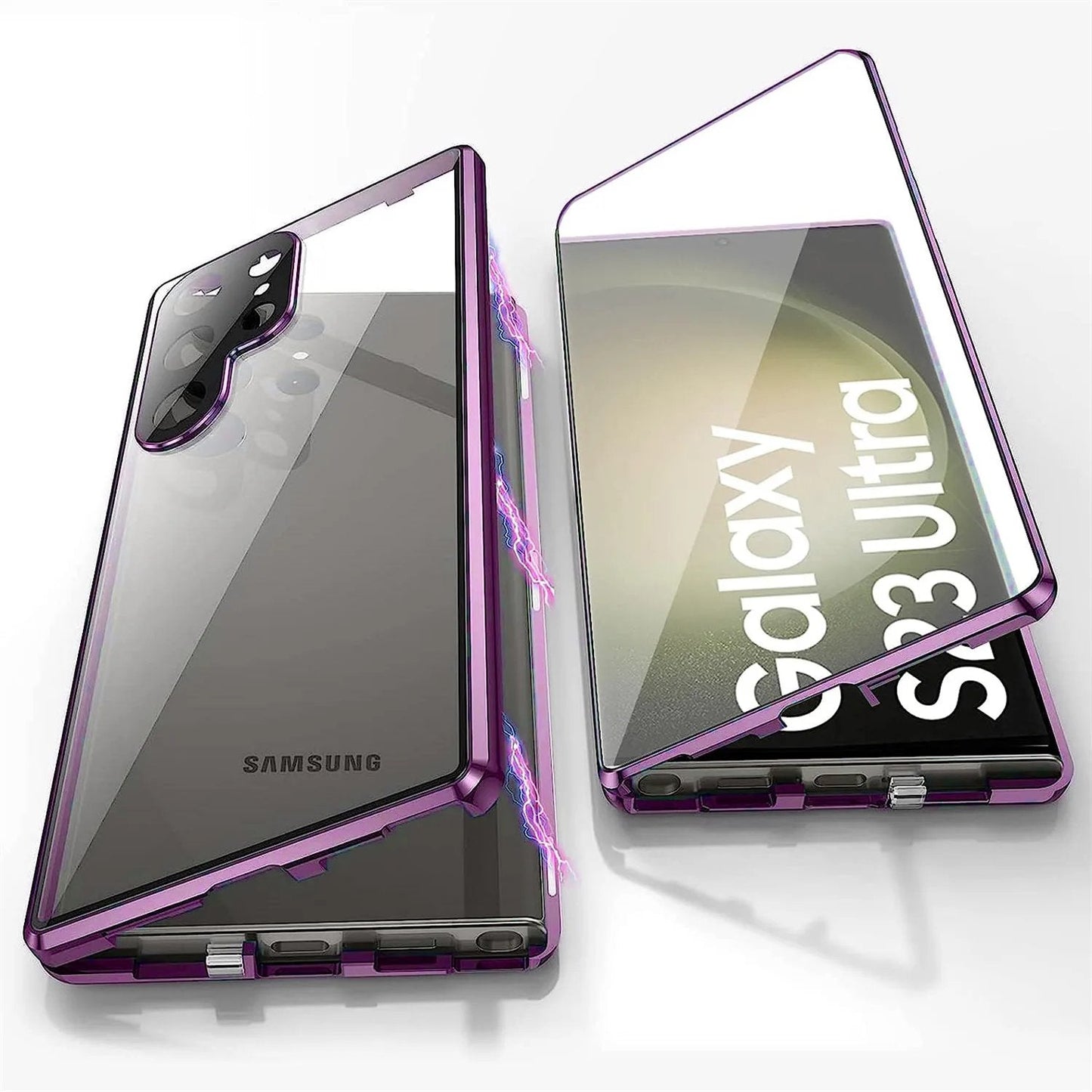 Magnetic Metal Aluminum Alloy 360° Full Surround Screen Glass Case for Samsung