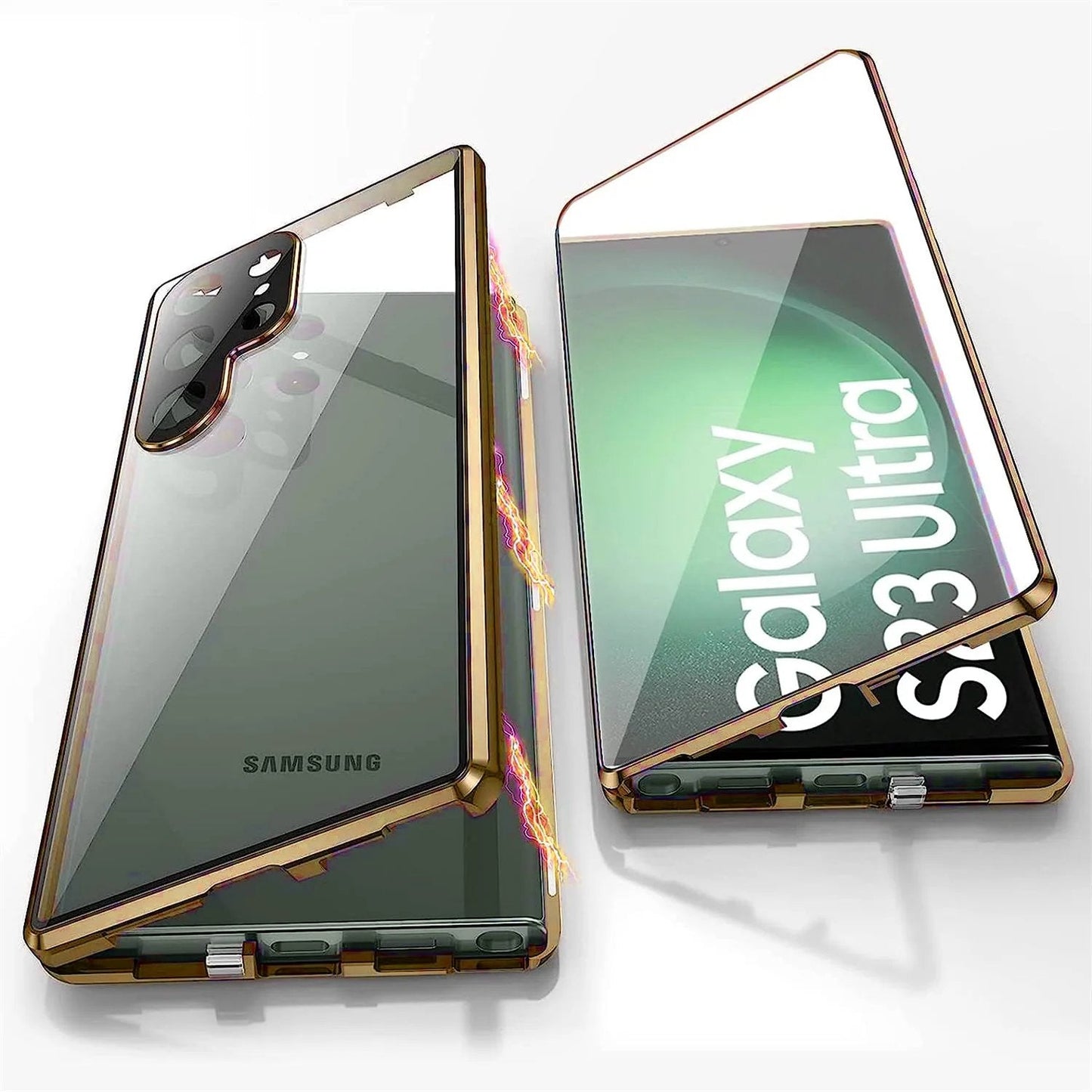 Magnetic Metal Aluminum Alloy 360° Full Surround Screen Glass Case for Samsung
