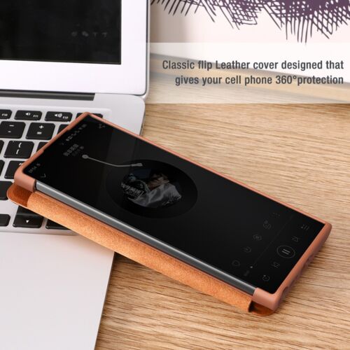 Leather Case with Flip Cover and Slide Camera Protection For Samsung