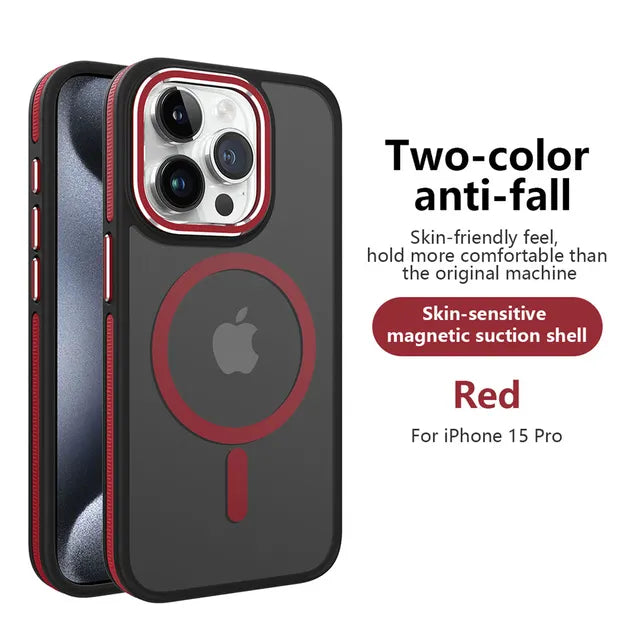 Wireless Charging Mixed Color Bumper Shockproof Frosted Case for iPhone 15 14 13 12 Series